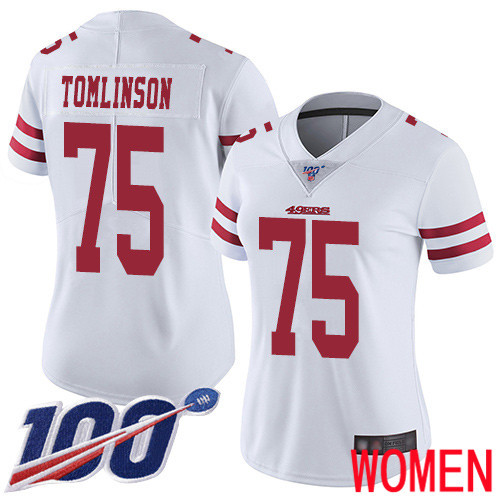 San Francisco 49ers Limited White Women Laken Tomlinson Road NFL Jersey #75 100th Season Vapor Untouchable->youth nfl jersey->Youth Jersey